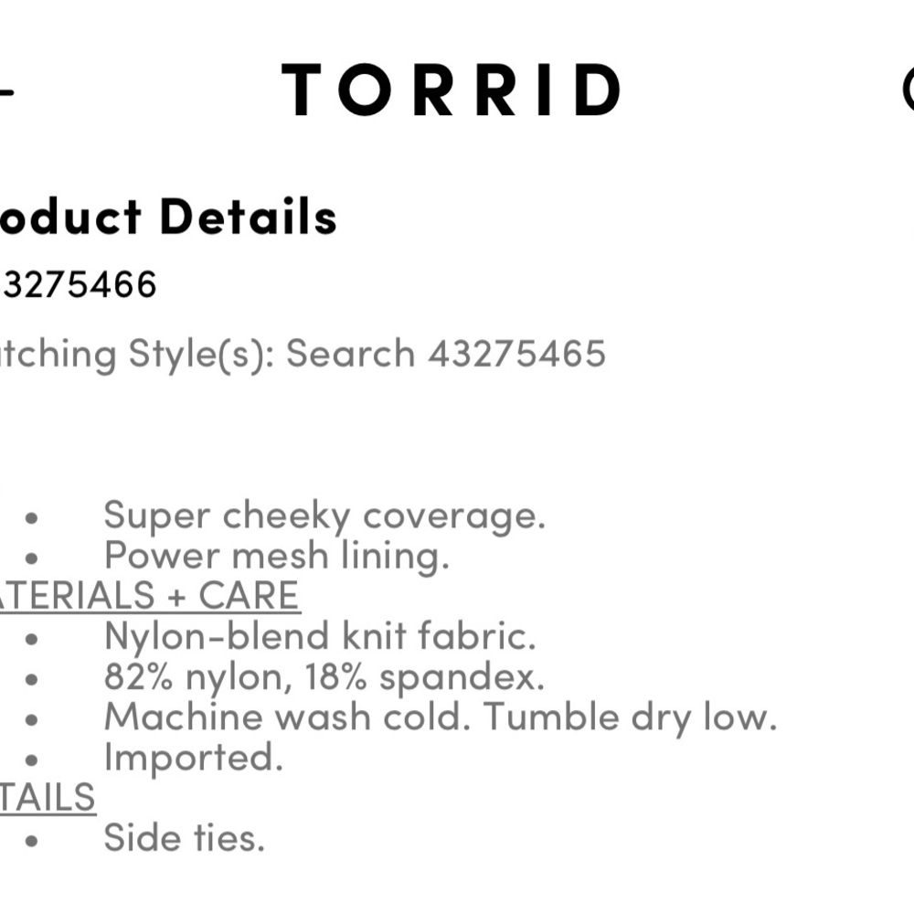 NWT Torrid side tie super cheeky bikini bottom - Picture 6 of 6